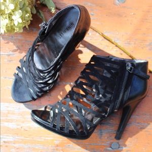 Nine West Strappy Leather Zipper Booties